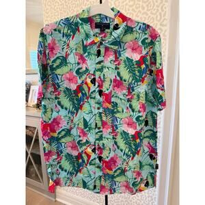 Margaritaville Men’s Clearwater Tropical Button Up Hawaiian Shirt Size M